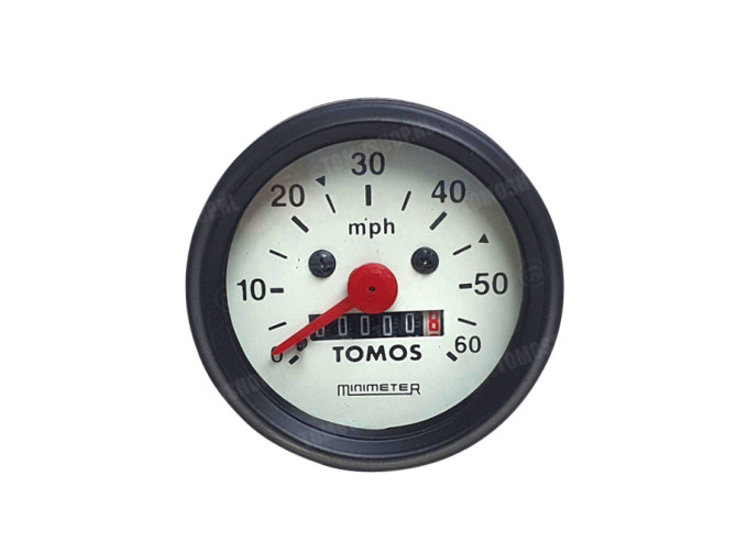 Speedometer miles 60mm 60 mph black / white original Tomos main