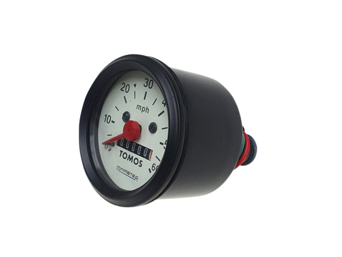 Speedometer miles 60mm 60 mph black / white original Tomos product