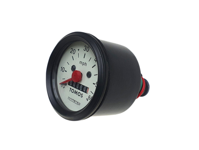 Teller mijlen 60mm 60 mph zwart / wit origineel Tomos