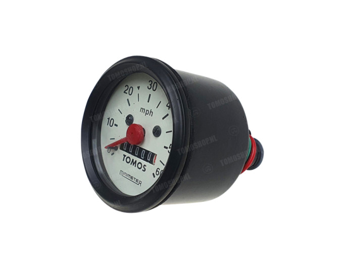 Teller mijlen 60mm 60 mph zwart / wit origineel Tomos