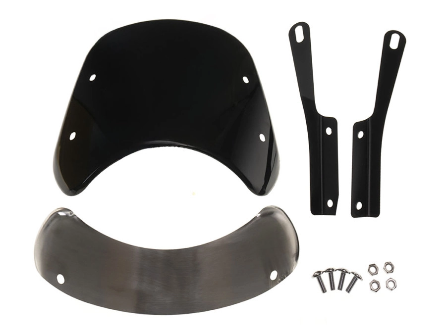 7 Inch Motorfiets Koplamp Kuip Windscherm Voorruit Universele Voorruit Motoraccessoires (Mat zwart zwarte hoes