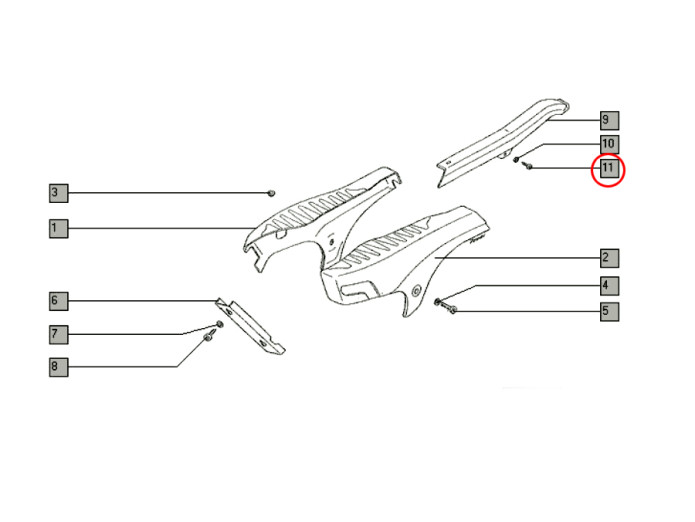 Kettingscherm Tomos montage parker 4,2x9,5mm