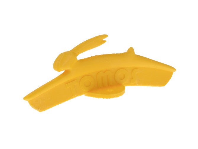 Voorspatbord plaatje Tomos logo met springende haas geel product