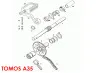 Pedal arm crank axle Tomos A3 / A35 / A52 / A55 shim 1.0mm thumb extra