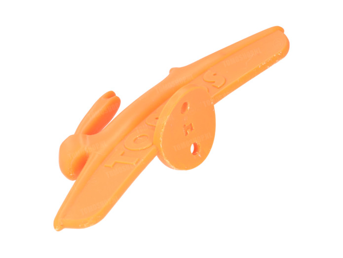 Voorspatbord plaatje Tomos logo met springende haas oranje