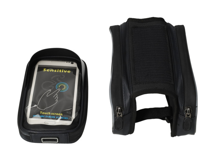 Tank bag with detachable phone holder