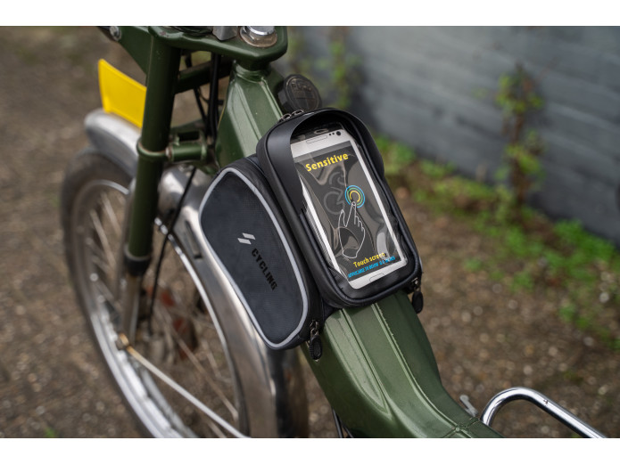 Tank bag with detachable phone holder