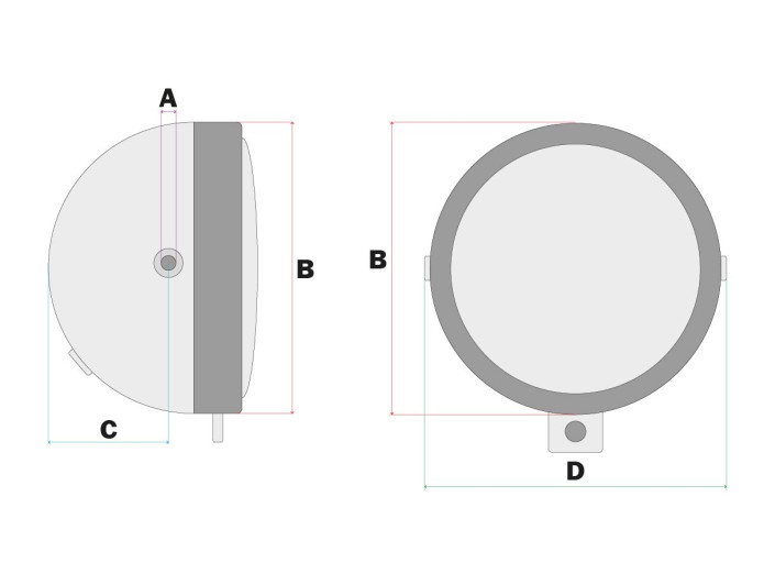 Headlight round 165mm angel eye LED 12V matt black 