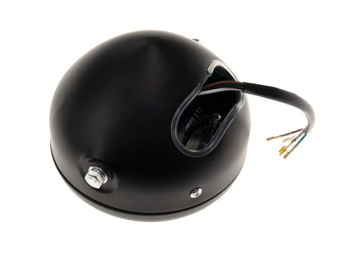 Headlight round 165mm angel eye LED 12V matt black 