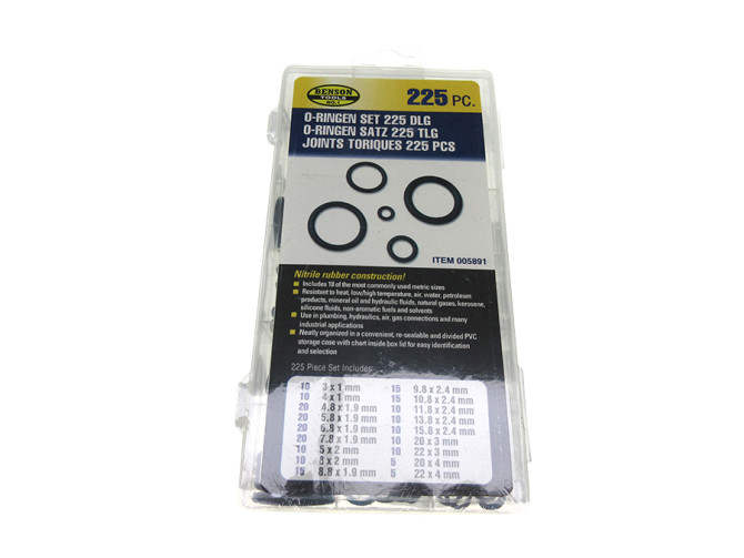 O-ring assortment set 225-pieces product