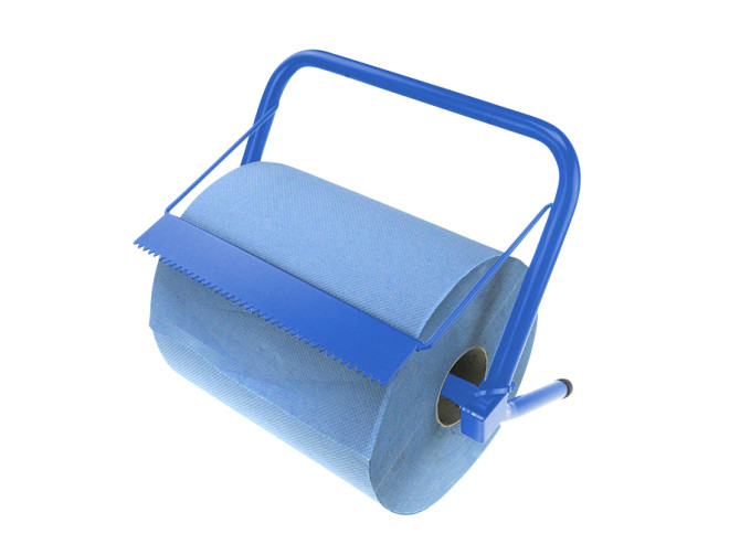 Papierrol / poetsdoek houder metaal blauw product