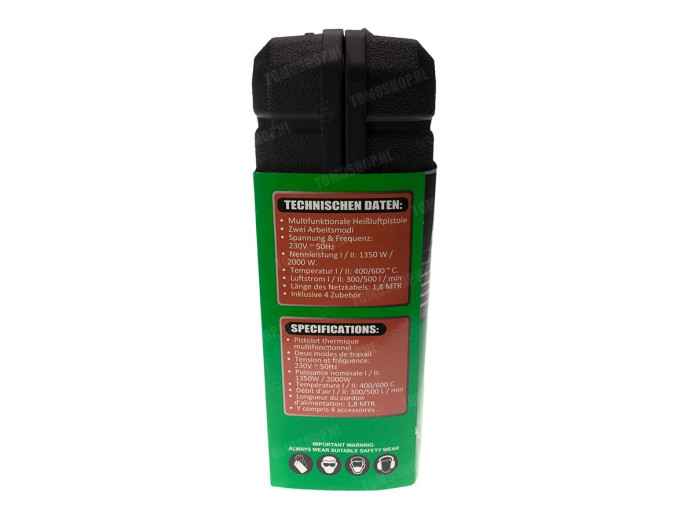 Heat gun 1350 / 2000 watt with attachments