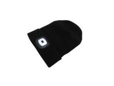 Beanie Mütze mit LED-Lampe Schwarz