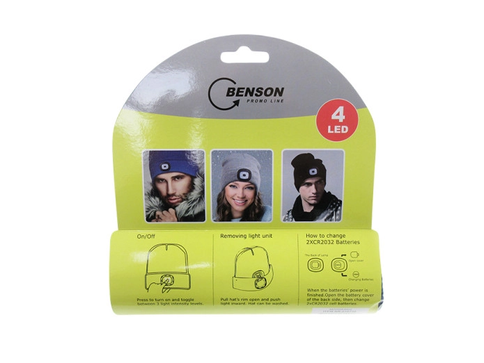 Beanie Mütze mit LED-Lampe Schwarz