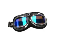 Helm bril custom zwart / chroom met blauw spiegelglas