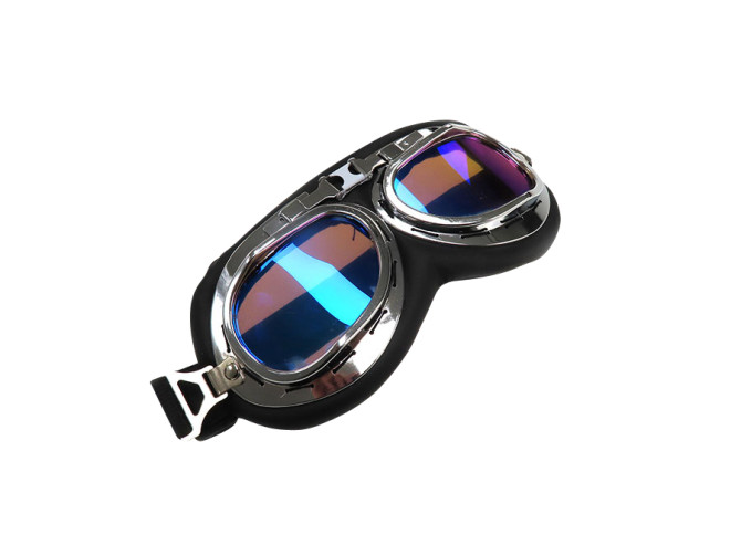 Helmet glasses goggles custom black chrome blue mirror glass product