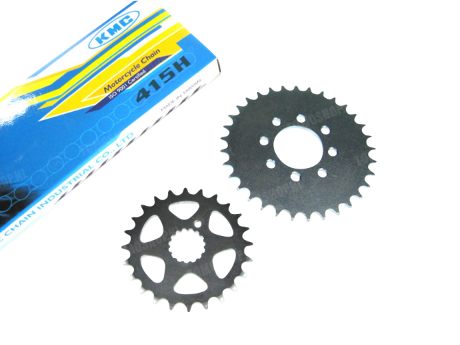 Sprocket with chain set Tomos A3 / A35 / various models thumb