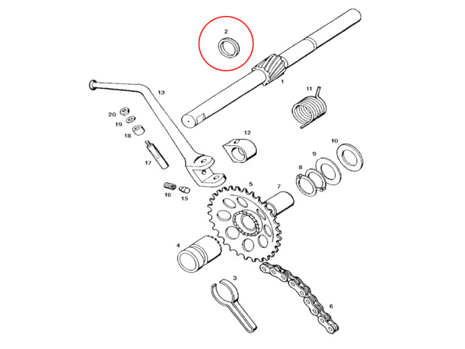 Kickstart axle shim 2.0mm starter shimring Tomos A3 / A35 product