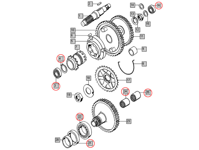 Bearing and seal overhaul set Tomos A35 / A52 / A55 big product