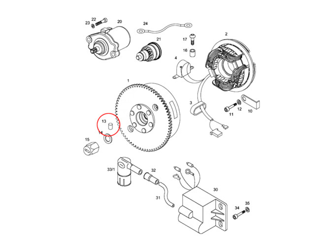 Krukas vliegwiel spie Tomos A3 / A35 / 4L / verschillende modellen product