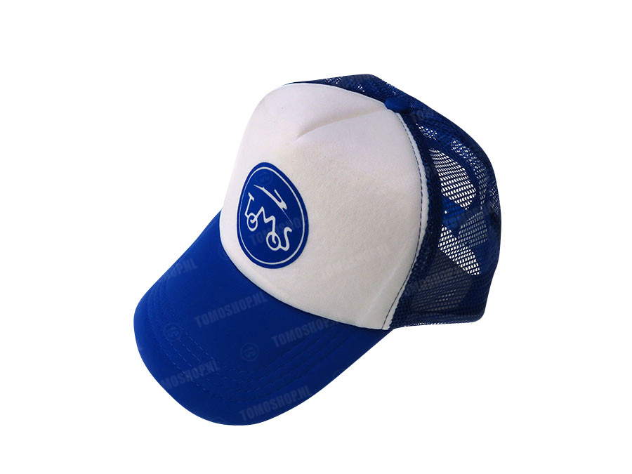 In de naam Slovenië Bakkerij Pet truckers cap blauw/wit met Tomos logo