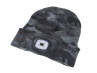 Beanie hat with LED lamp grey camouflage