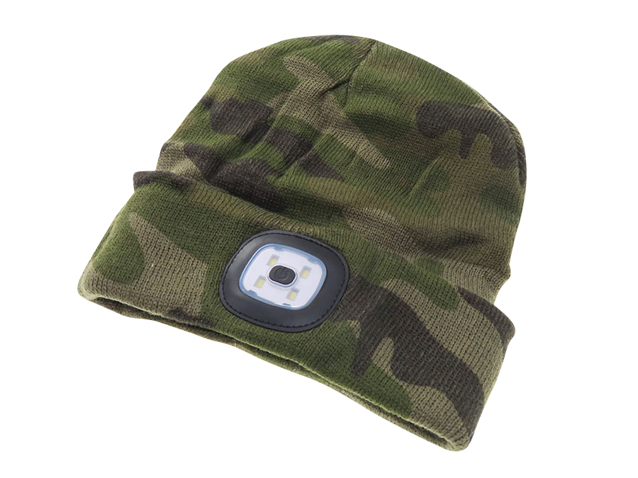 Beanie hat with LED lamp black