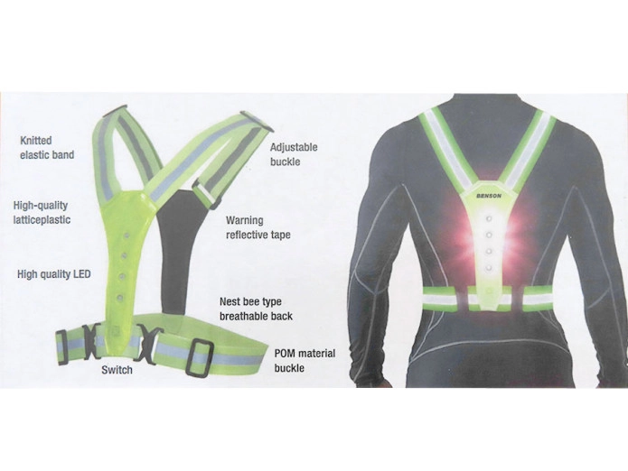 Safety vest with LED front and rear