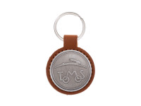 Keychain Tomos logo cognac imitation leather / metal RealMetal®