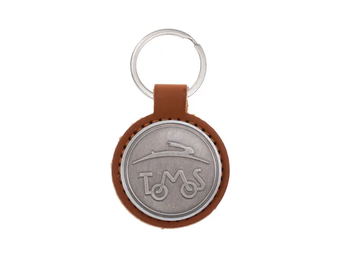 Keychain Tomos logo cognac imitation leather metal RealMetal product