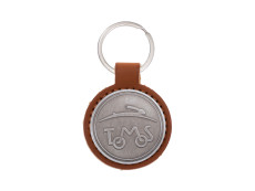 Sleutelhanger Tomos logo cognac kunstleder / metaal RealMetal®