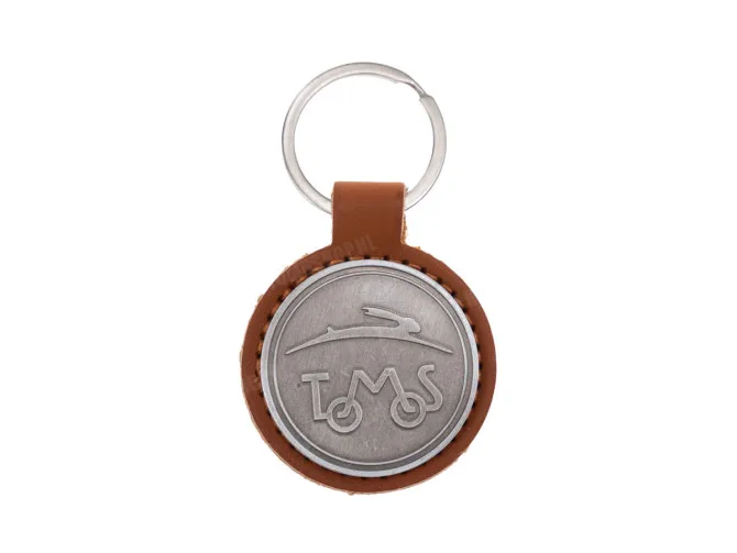 Sleutelhanger Tomos logo cognac kunstleder metaal RealMetal® main