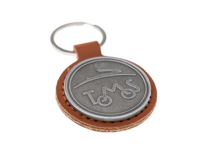 Keychain Tomos logo cognac imitation leather metal RealMetal product
