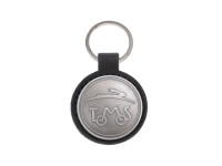 Keychain Tomos logo black imitation leather / metal RealMetal®