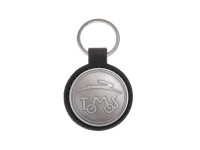 Sleutelhanger Tomos logo zwart kunstleder / metaal RealMetal®