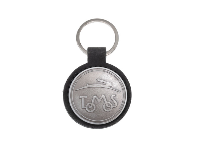 Sleutelhanger Tomos logo zwart kunstleder metaal RealMetal® product