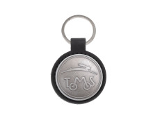 Schlüsselanhänger Tomos Logo Schwarz Kunstleder / Metall RealMetal®