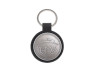 Keychain Tomos logo black imitation leather metal RealMetal®