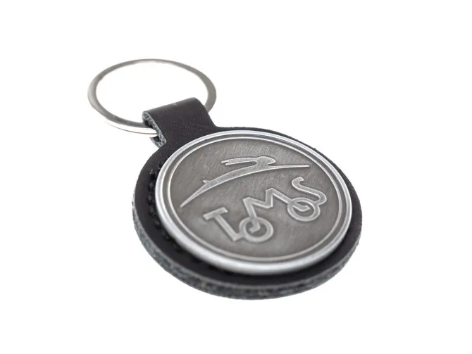 Keychain Tomos logo black imitation leather metal RealMetal® product