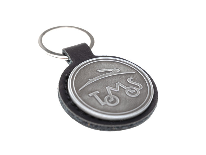 Sleutelhanger Tomos logo zwart kunstleder metaal RealMetal®