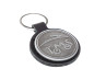 Keychain Tomos logo black imitation leather metal RealMetal®