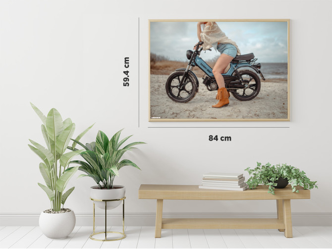 Poster with cowgirl and Tomos A1 (59,4x84cm) product