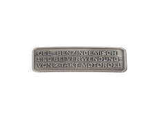 Gasoline mix sticker German RealMetal® silver 
