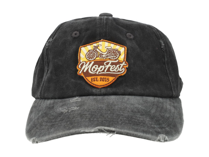 Kappe Vintage Distressed Offizielles Mopfest® logo Patch Grau