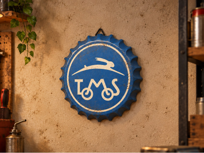Tomos Kronkorken Wandschild Metall 35cm blau
