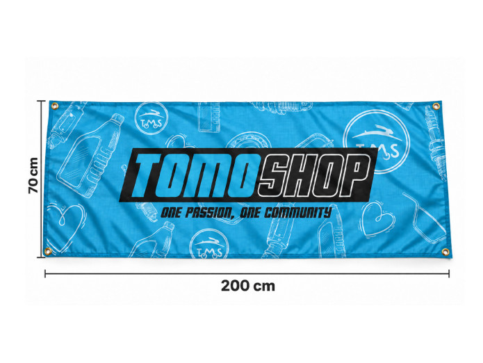 Tomoshop flag 200x70cm with TOMOSHOP logo
