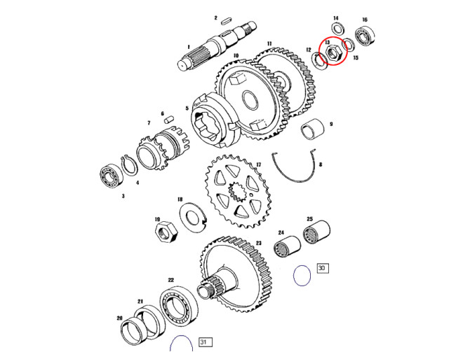 Hauptachse Tomos A35 / A52 / A55 Mutter M14x1  product