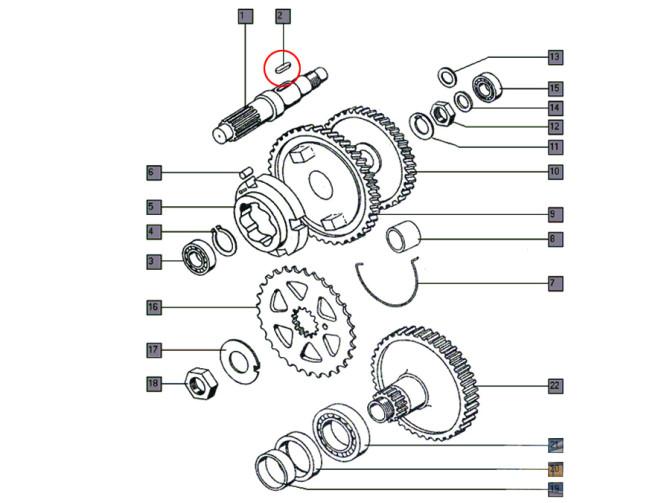 Hoofdas spie Tomos 5x5x12mm Tomos A3 / A35 / A52 / A55 product