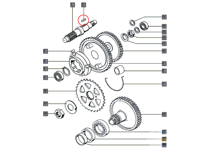 Hoofdas Tomos A3 spie 5x5x12mm 