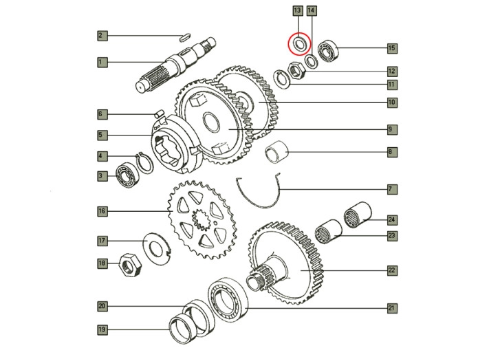 Primäre Achse Ring Zahnrad Gehausedeckel Tomos A35 A52 A55